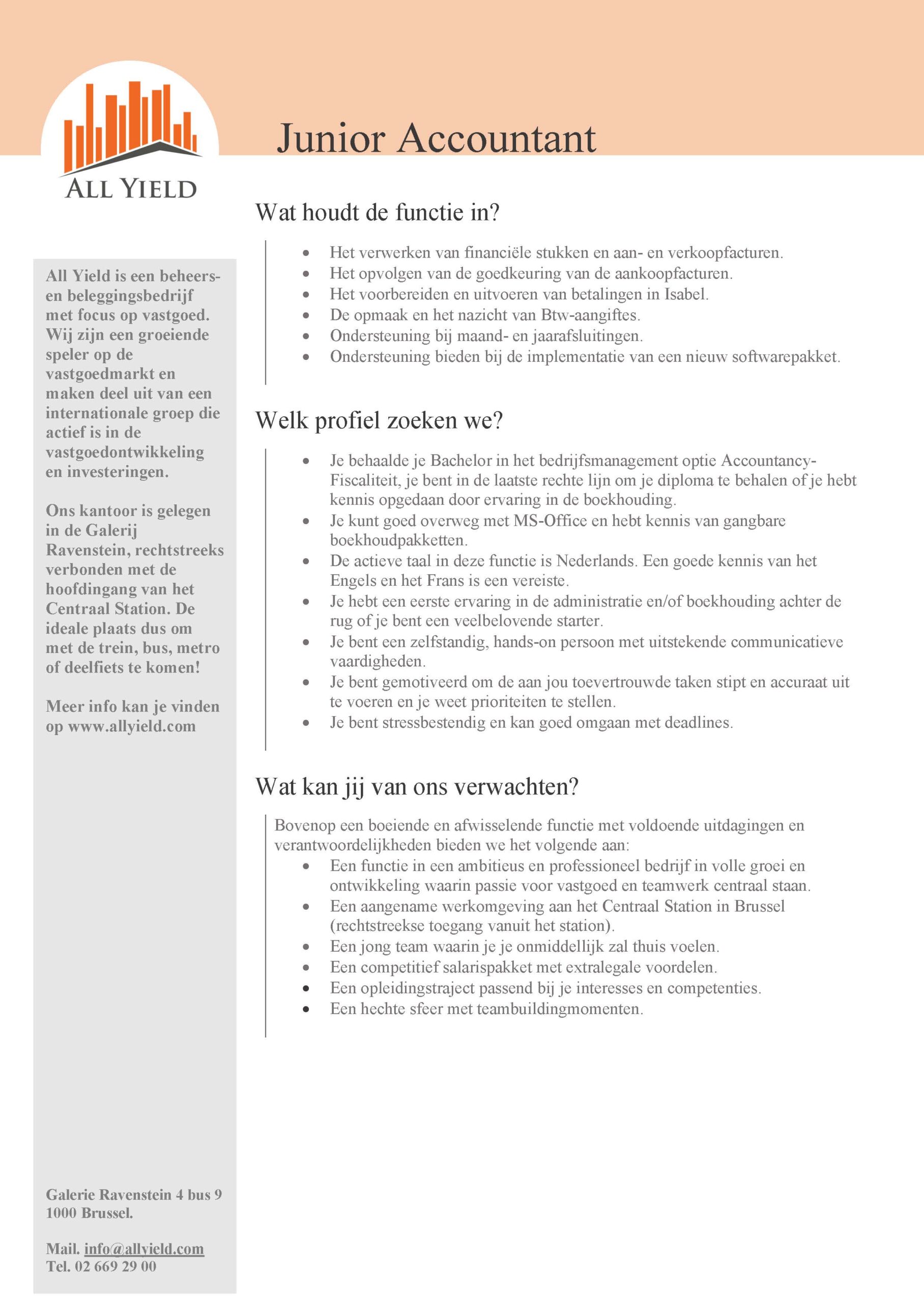 HR - functieomschrijvingen - 20200515 - All Yield - Junior Accountant